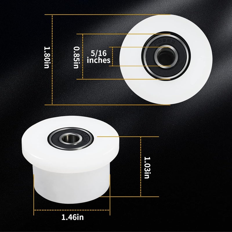 Vsttar Qty.4 Machined Wheels/Rollers Compatible Total Gym Replacement, Fits Models 1000,1100,1400,1500,1600,1700,1800,1900,Achiever,Force,Gold,Max,Platinum,Platinum Plus,Pro,Supra, Supreme,Ultima,Ultra,XLI - Image 4